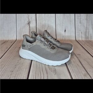 Skechers Women's Size 8.5 Slip-Ins Shoes BOBS Sport Quad Chaos Hands Free Taupe